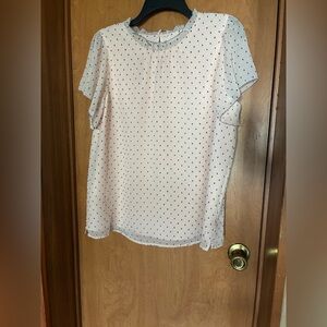 Polka Dot Flutter Sleeve Baby Pink Feminine Blouse Size Medium Coquette